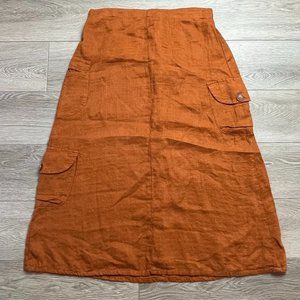 Flax Burnt orange 100% linen skirt Size Medium